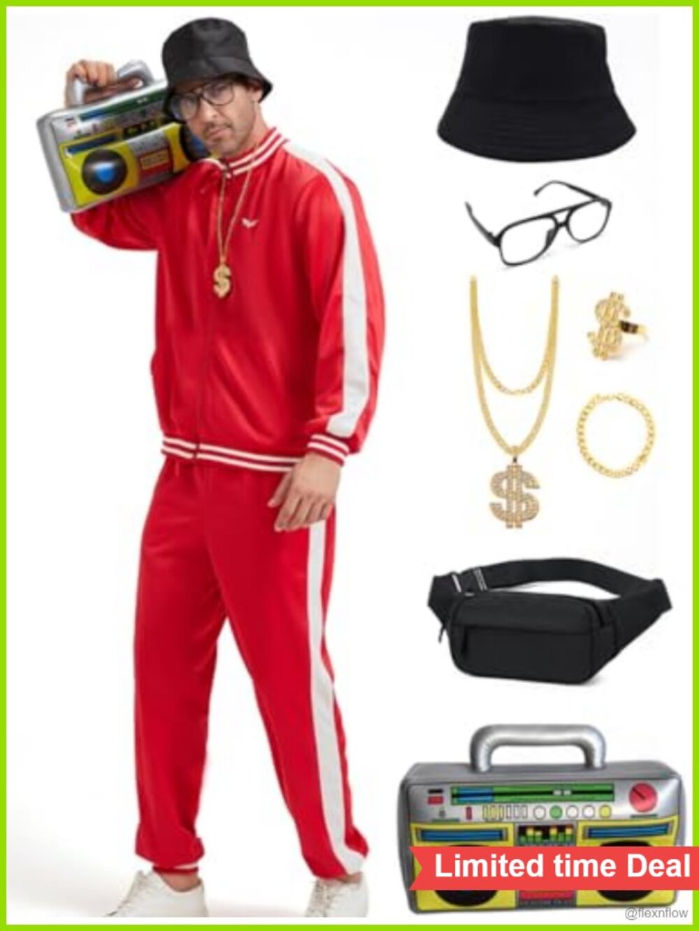 80s 90s Mens Tracksuit Retro Windbreaker Costume Set Polyester